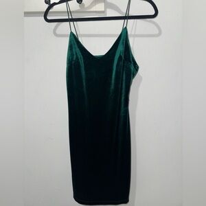 Elegant Green Velvet Slip Dress